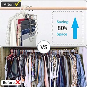 4 Pants Hangers Space Saving - Hangers for Clothes Hanger Organizer - Jean Hangers Pants Rack Scarf Hanger Closet Space Saving Scarf Organizer - Magic Pants Organizer (1), Black