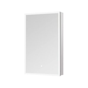 aquadom edge royale 24in x 32in x 5in right hinged led medicine mirror cabinet recessed or surface mounted, defogger, dimmer, led 3x makeup mirror, electrical outlets