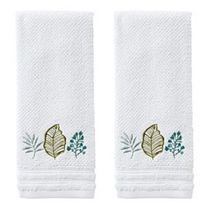 skl home sprouted palm hand towel set, white