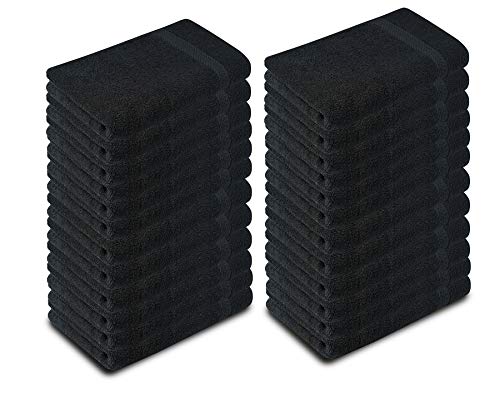 ARC HOME Hand Towels Black 24 Pack 15 x 25 Inches, Salon Towels for Hair Stylist, Ring Spun Hand Towels with Maximum Softness & Absorbency, 100% Cotton Hand Towel | Spa Towels | Facial Towels Bulk