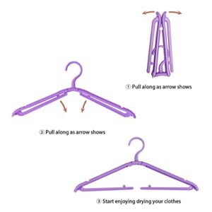 Fineget Travel Hangers Foldable Collapsible Hangers Clothes Hangers Coat Hangers Plastic Hangers Non Slip Hangers Purple Hangers