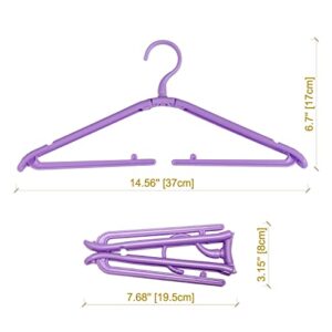 Fineget Travel Hangers Foldable Collapsible Hangers Clothes Hangers Coat Hangers Plastic Hangers Non Slip Hangers Purple Hangers