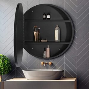 Movo Medicine Cabinet Round 24 Inch x 24 Inch Bathroom Cabinet Mirror, Circular Storage Cabinet Surface Mounted