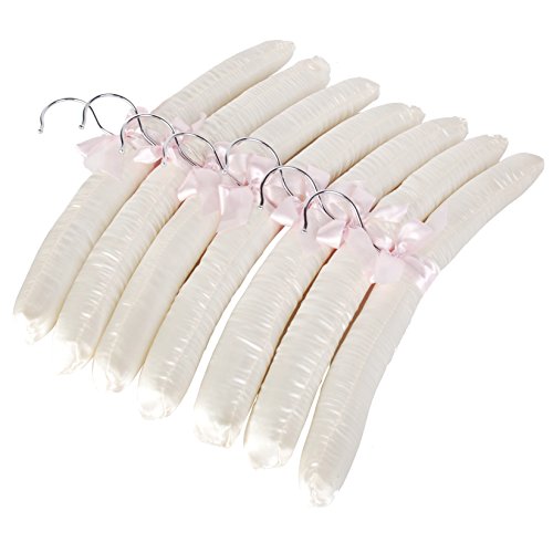 LOHAS Home 15.2inches Luxurious Satin Padded Blouse Hangers for Dresses, Bridal, Lingerie, Woolen Items etc, Pack of 10 in Cream White