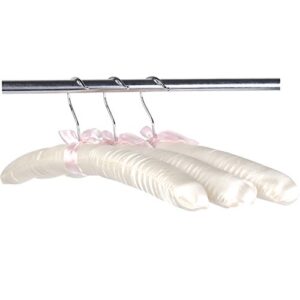 LOHAS Home 15.2inches Luxurious Satin Padded Blouse Hangers for Dresses, Bridal, Lingerie, Woolen Items etc, Pack of 10 in Cream White