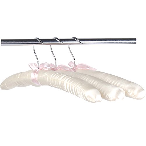 LOHAS Home 15.2inches Luxurious Satin Padded Blouse Hangers for Dresses, Bridal, Lingerie, Woolen Items etc, Pack of 10 in Cream White