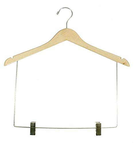 NAHANCO 101-17RC Wooden Display Hanger, 17" Natural Finish with 10" Drop and Bright Chrome Hardware (Pack of 12) (Pack of 12)