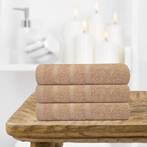 Textila Cotton Hand Towels - Pack of 3 - Beige Color - 16x27 Inches - Soft and Absorbent Towels for Bathroom, Kitchen, and Gym.