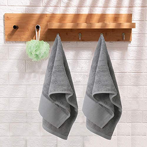 Lin Cotton Hand Towels, Soft & Highly Absorbent Hand Towel for Bathroom,Set of 2 Grey 14 x 30 Inch
