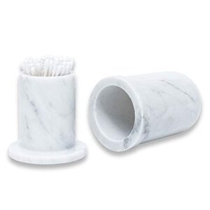 jimei marble cotton swab holder with lid, cotton ball holder q-tip dispenser bathroom storage round container organizer