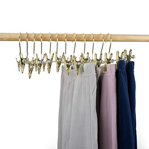 Koobay 13.7" Gold Metal Pants Trousers Hangers, 30PACK, Skirt Adjustable Clips Bottom Clothes Hanger Organization Display (30 Packs)