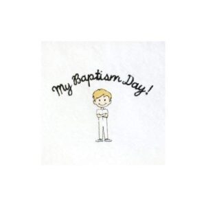 ringmasters lds white embroidered baptism towel - blonde hair boy - my baptism day! towel - great baptism gift - 4 1/2 ft x 2 ft