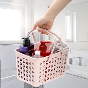 Elsjoy Set of 3 Plastic Shower Caddy Basket, Portable Shower Tote Storage Bin with Handles, Drainage Toiletry Organizer for Bathroom, College Dorm, Kitchen, 10" L x 7" W x 6" H