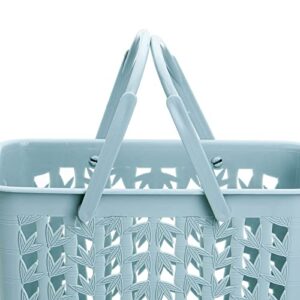 Elsjoy Set of 3 Plastic Shower Caddy Basket, Portable Shower Tote Storage Bin with Handles, Drainage Toiletry Organizer for Bathroom, College Dorm, Kitchen, 10" L x 7" W x 6" H