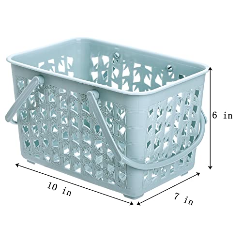 Elsjoy Set of 3 Plastic Shower Caddy Basket, Portable Shower Tote Storage Bin with Handles, Drainage Toiletry Organizer for Bathroom, College Dorm, Kitchen, 10" L x 7" W x 6" H