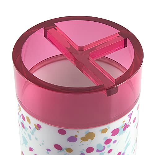 Allure Home Creation Confetti Pink 3-Piece Plastic Set-Soap/Lotion Dispenser-Toothbrush Holder-Tumbler