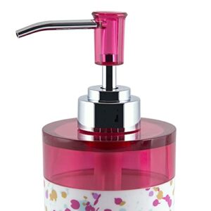 Allure Home Creation Confetti Pink 3-Piece Plastic Set-Soap/Lotion Dispenser-Toothbrush Holder-Tumbler