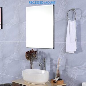 Movo Medicine Cabinet with Mirror, 24 Inch x 30 Inch Aluminum Mirror Cabinet with Single Door, Bathroom Medicine Cabinet, Surface Mount or Recess Installation