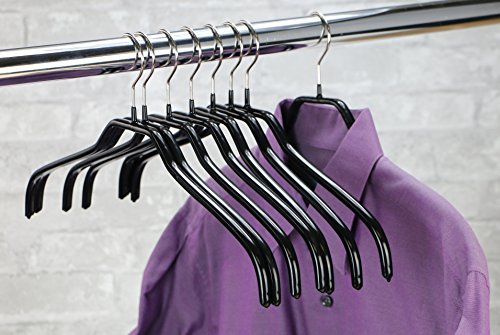 Mawa by Reston Lloyd Non Slip Space Saving Wide Width Clothing Hanger, Style 45/F, Set of 140pcs, Black