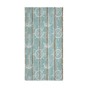 Wamika Nautical Theme Anchor Hand Bath Towel Hanging Towels Set Vintage Wood Board Print Turquoise Kitchen Dish Towel Highly Absorbent 2pcs