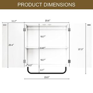 HLR Medicine Cabinet with Mirror, Wall Mounted with Removable Towels Bar and Side Hook, Mirror Cabinet for Bathroom, Living Room, Bedroom