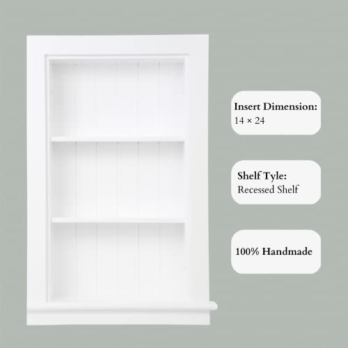 Potter-Island Medicine Cabinet 14 x 24 Recessed, Wall Niche, Bathroom in Wall Cabinet, 3-Tier, Bathroom Wall Cabinet with Cubbies, White