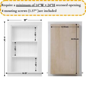 Potter-Island Medicine Cabinet 14 x 24 Recessed, Wall Niche, Bathroom in Wall Cabinet, 3-Tier, Bathroom Wall Cabinet with Cubbies, White