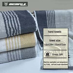 MEMRUI Hand Towels for Bathroom, Ultra Soft and Highly Absorbent, 13 x 28 inches, Guest & Gym Quality Wood Fiber Stripe Hand Towels