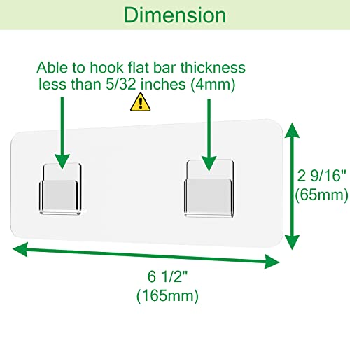 STARICH Shower Caddy Adhesive Replacement, Shower Shelf Adhesive, Shower Adhesive Strips, Adhesive Stickers Transparent 2 Flat Hooks 6 1/2" 6 Pack