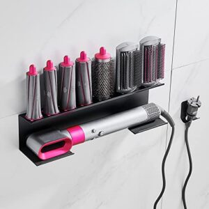 welltop storage holder for dyson airwrap styler accessories, wall mounted stand with adhesive, curling iron accessories storage shelf fits for bathroom bedroom hair salon barbershop