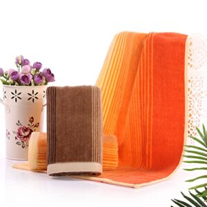 Pidada Hand Towels Set of 2 Striped Pattern 100% Cotton Soft Decorative Towel for Bathroom 13.8 x 29.5 Inch (Orange)