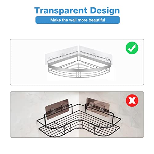 Conworld 2 Packs Shower Caddy Adhesive Replacement, Strong Sticky Heavy-duty Wall Adhesives Nail Free Transparent Adhesive Pad, Adhesives Hook for Shower Caddy, Kitchen Racks, Bathroom Storage Shelves