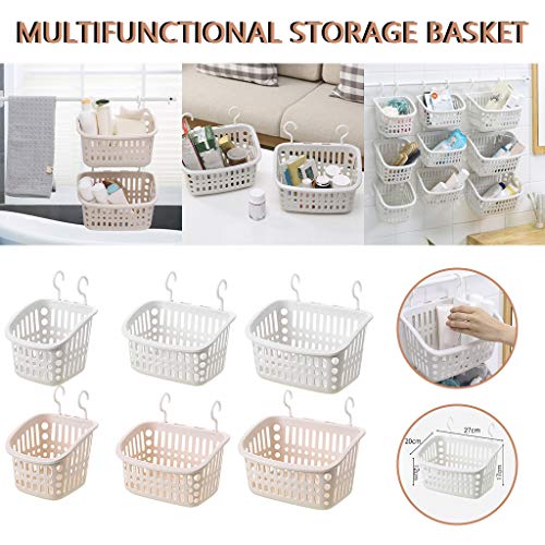 COMIOR Plastic Hanging Shower Basket with Hook for Bathroom Kitchen Storage Holder, Connecting Organizer Storage Basket Caddy Basket for Pantry, Bathroom, Dorm Room, Office Storage Holder