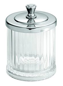 idesign alston bathroom vanity canister jar for cotton balls, swabs, cosmetic pads - clear/chrome 3.5" x 3.5" x 5.1"