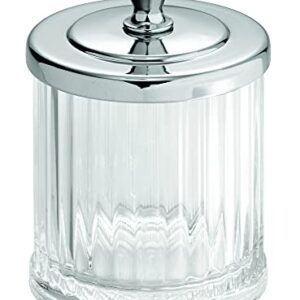 iDesign Alston Bathroom Vanity Canister Jar for Cotton Balls, Swabs, Cosmetic Pads - Clear/Chrome 3.5" x 3.5" x 5.1"