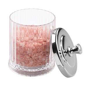 iDesign Alston Bathroom Vanity Canister Jar for Cotton Balls, Swabs, Cosmetic Pads - Clear/Chrome 3.5" x 3.5" x 5.1"