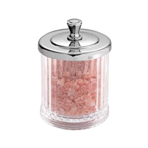 iDesign Alston Bathroom Vanity Canister Jar for Cotton Balls, Swabs, Cosmetic Pads - Clear/Chrome 3.5" x 3.5" x 5.1"