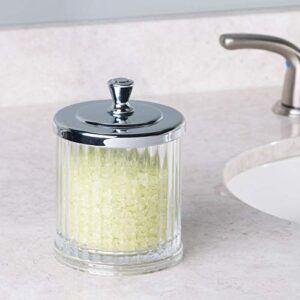 iDesign Alston Bathroom Vanity Canister Jar for Cotton Balls, Swabs, Cosmetic Pads - Clear/Chrome 3.5" x 3.5" x 5.1"