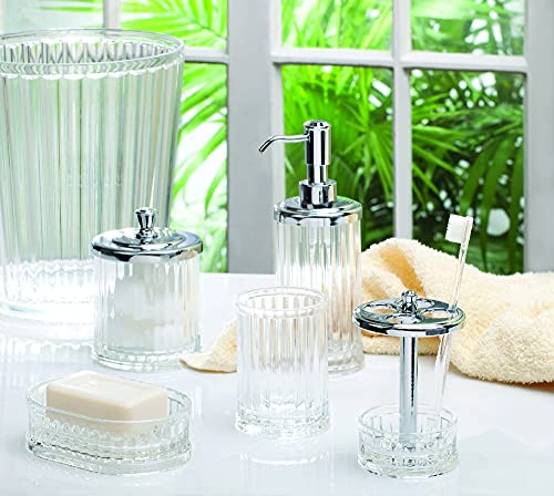 iDesign Alston Bathroom Vanity Canister Jar for Cotton Balls, Swabs, Cosmetic Pads - Clear/Chrome 3.5" x 3.5" x 5.1"