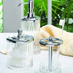 iDesign Alston Bathroom Vanity Canister Jar for Cotton Balls, Swabs, Cosmetic Pads - Clear/Chrome 3.5" x 3.5" x 5.1"