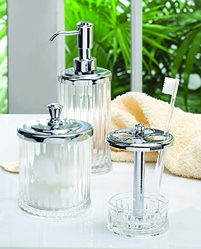 iDesign Alston Bathroom Vanity Canister Jar for Cotton Balls, Swabs, Cosmetic Pads - Clear/Chrome 3.5" x 3.5" x 5.1"