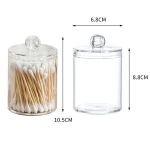 AkoSlale 3 Pack Clear Jars With Lids for Bathroom, Cotton Ball and Qtip Holder Set,Bathroom Organization and Storage,Cotton Ball Holder,Q Tip Organizer,Makeup Holders And Organizers