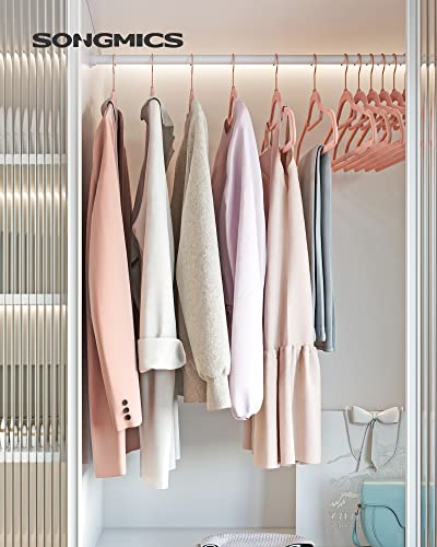 SONGMICS Velvet Hangers Bundle, Set of 50 with Set of 50, Clothes Hanger with Rose Gold Swivel Hook, Non-Slip, and Space-Saving, 0.2-Inch Thick, Pale Purple and Light Pink, UCRF021GP50 and UCRF21PK50