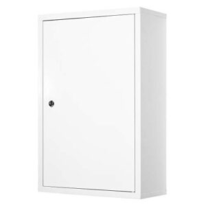 kleankin Steel Wall Mount Medicine Cabinet 3 Tier Emergency Box for Bathroom Kitchen, Lockable with 2 Keys, White