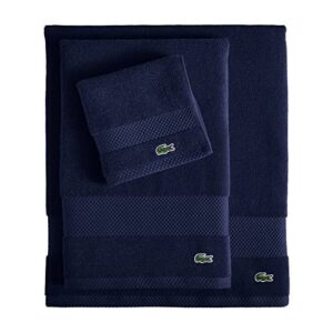 Lacoste Heritage Supima Cotton Hand Towel, Navy, 16" x 30"