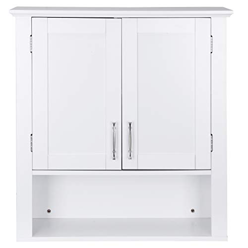 SUPER DEAL Bathroom Wall Cabinet Over The Toilet, Medicine Cabinet with Two Doors and Three Shelves, White