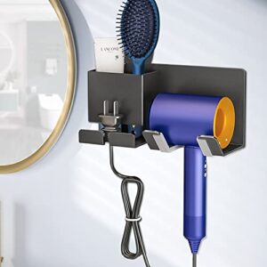 hair dryer holder wall mount,bathroom blow dryer stand wall mounted self adhesive hair tool holder hair styling care tool organizer hair dryer holder rack fit for dyson supersonic dryers black, uemusi