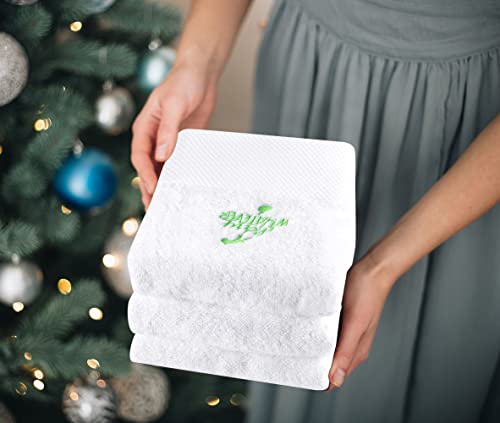 Quera 2 Pack Merry Whatever Christmas Hand Towels 100% Cotton Funny Embroidered Premium Luxury Decor Bathroom Decorative Dish Towels Set for Drying Cleaning Holiday Towels Gift Set 13.7'' x 29.5''