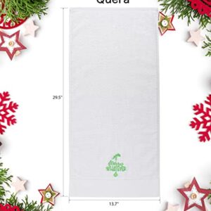 Quera 2 Pack Merry Whatever Christmas Hand Towels 100% Cotton Funny Embroidered Premium Luxury Decor Bathroom Decorative Dish Towels Set for Drying Cleaning Holiday Towels Gift Set 13.7'' x 29.5''