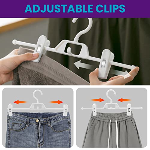 Nipogear Non-Slip Plastic Pants Clip, Solid Color Pants Drying Hanger, Multifunctional Seamless Sturdy Skirt Hanger Clip, Suitable for Drying Skirts, Pants. (White,10pcs)